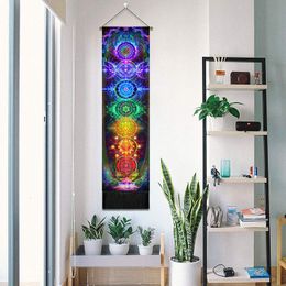 Decorative Objects Figurines Seven Chakra Wall Hanging Tapestry Bohemia Tarot Phase Tassel Boho Art Tapestries For Bedroom Office Decor 230731