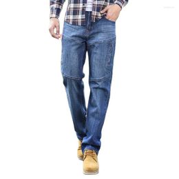 Men's Jeans Fashions Cowboy Zipper Pocket Splicing Denim Cargo Pants Mens Brand Straight Loose Baggy Trousers Men Clothing