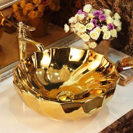 Bathroom Sink Faucets Ceramic Golden Stage Basin Art European Style KTV El Home Washbasin