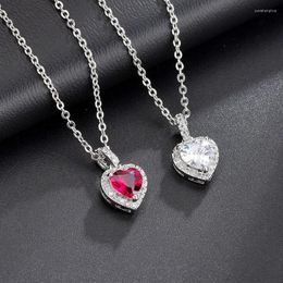 Pendants 2023 Peach Heart Sweet Lovely Stud Simple 925 Silver Necklace Classic Jewellery For Wedding Party Women Lady Grils Fine