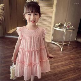 Girl Dresses Baby Girls Polka Dots Dress For Kids Ruched Layers Summer Cotton Casual Clothing Toddlers Fashion Wear