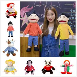 Puppets Big Cute Animal Hand Puppet Plush Toys Soft Santa Claus Stuffed Doll Kids Theatre Performance Props Dinosaur Monkey Panda Toys 230729