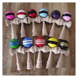 Party Favour Sales Stripes Line Kendama Ball Big Size 18.5X6Cm Japanese Traditional Wood Game Toy Education Gift Toys Drop Delivery H Dh9Lo