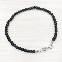 MG0138 Whole Black Onyx Anklet Handamde Natural Stone Mala Beads Anklet 4 mm Mini Gemstone Jewelry224W