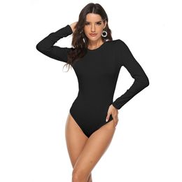 Women's Jumpsuits Rompers EIFER White Black Minimalist Solid Form Fitting Bodysuit Casual ONeck long Sleeve Skinny Women Bodysuits 230731