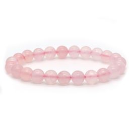 Rose Quartz Round Bracelet 6mm 8mm Natural Gemstone Stone Bracelets Crystal Bracelet Unisex Stretch Bracelet Jewellery Making For Women Men 7 Inch