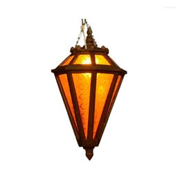 Pendant Lamps Southeast Asian Style Glass Chandelier Living Room Entrance Handmade Wood Carving Lighting Wall