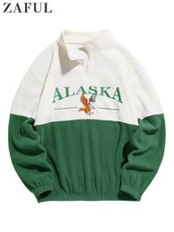 Men's Hoodies Sweatshirts Hoodie for Men ALASKA Embroidered Polar Fleece Turtleneck Zipper Streetwear Pullover Fall Winter Unisex Sweats 230731