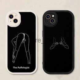 Cell Phone Cases Couple Minimalist Line Sexy Phone Case For IPhone 14 Pro Max 13 11 12 XR XS 7 8 Plus Lambskin Silicone Soft Mobile Phones Coque x0731