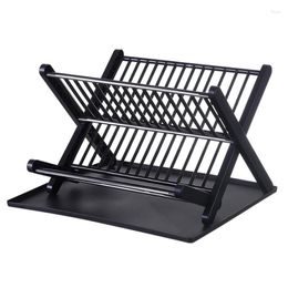 Kitchen Storage Fold Dish Rack Stainless Steel Plate Bowl Holder Stand Drain Capacity Multi-Cell Tableware Organiser