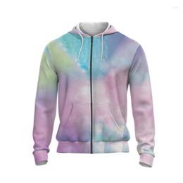 Men's Hoodies 2023 Spring And Autumn 3D Print Graffiti Color Pattern Zip Hoodie Women's Street Hip Hop Casual Trend Pullover