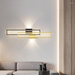 Wall Lamp Modern Rectangular Background Decoration Bedside Living Room Lights Interior Golden Luxury Light Fixture 2023