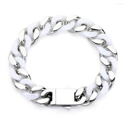 Link Bracelets Fashion Titanium Steel Baking Paint Patchwork Color Cuba Bracelet Men's And Women's Ins Ornaments Niche Hip Hop Jewelry