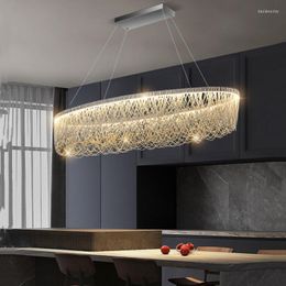 Pendant Lamps Modern Tassel LED Light Round Ring Home Living Room Lighting Interior Silver Gloss Chandelier Fixtur