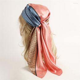 Scarves Women Silk Scarf Handkerchief Colour Patchwork 90x90cm Square Fashion Bandana Foulard Designer Hair Print Hijab Female Shawl Wrap