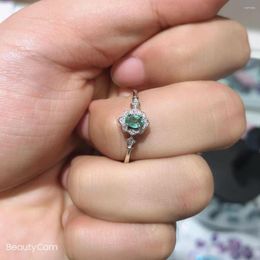 Cluster Rings Natural 3.5 5.5mm Colombia Emerald Ring S925 Sterling Silver Exquisite Fine Jewellery For Women Party Green Gemstone