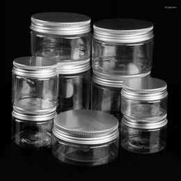 Storage Bottles Transparent Bottle Round Liquid Jar Aluminium Cover Plastic Lip Handmade Supplies Bottling Box Household Organiser Decor