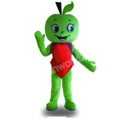 Professional Green Apple Mascot Costume Leather Jacket Halloween Suit Role Play Furry Costume