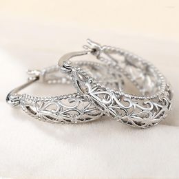 Hoop Earrings Huitan Elegant Lady Low-key Delicate Accessories For Women Exquisite Hollow-out Style Jewellery Engagement Party