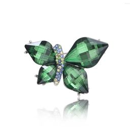 Brooches Fashion Green Crystal Butterfly Brooch Creative Insect Pins For Women Formal Banquet Wedding Dress Suit Corsage