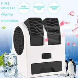 Electric Fans Top Mini Air 3-In-1 Fan Humidifier Purifier for Home/Outdoor USB/Battery ed Portable Quiet Air Cooler R230802