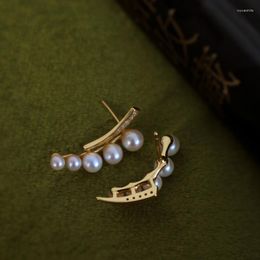 Stud Earrings Personality Asymmetric Pearl Women's French Fashion Elegant Ladies Retro High-End Accessories
