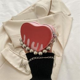 Evening Bags Lovely And Sweet Heart For Women 2023 Small Purses Handbags Pearls Casual All-match Crossbody