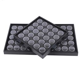 Nail Art Decorations 25/50 Nail Art Jewelry Storage Box Black Drill Box Transparent Bead Gems Bottle Plastic Empty Pot Nail Tools 230729