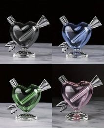 Vintage MINI Heart Glass Hand Pipe Bong Smoking Pipe Quality hookah bong Original Factory Direct Sale can put customer logo by DHL UPS CNE