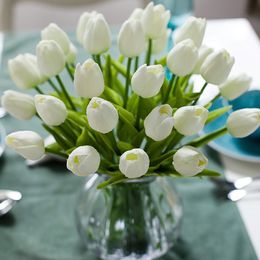 Decorative Flowers Wreaths 10PCS Tulip Artificial Flower Real Touch Bouquet Fake for Wedding Decoration Home Garen Decor 230731