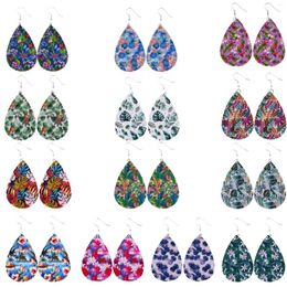 Dangle Earrings Tropical Rainforest Leaves Leather Earring Trendy Double Sided Leaf Print Drop For Women Fashion Jewellery Gift