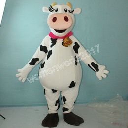 Professional Milk Cow Mascot Costume Leather Jacket Halloween Suit Role Play Furry Costume