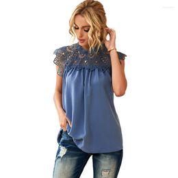 Women's Tanks Women Tank Summer Stylish Solid Loose Lace Sleeveless Street Wear Chiffon Lady Top Cute Date Comfortable Female T-shirt