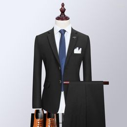 Men's Suits 2023Men (suit Style) Boutique Fashion Gentleman Slim Handsome British Dress Suit Wedding Man Uniform Two Sets