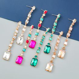 Luxury Crystal Rhinestone Chain Dangle Earrings For Women Jewelery Fashion Girls' Birthday Collection Earrings Accessories