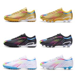 New Low Top Football Boots Mens TF AG Soccer Shoes Youth Sports Trainers Anti-skid Gold White Black