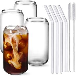 Wine Glasses Glass Cup With Bamboo Lid And St Bubble Tea Cups Transparent Beer Can Coffee Cold Cola Drop Delivery Home Garden Kitchen Dh31Q