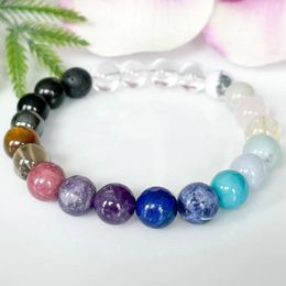 MG1886 8 MM Clear Quartz Anxiety Relief Support Bracelet Womens Gemstone Crown Chakra Wrist Mala Yoga Jewellery