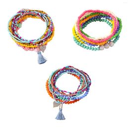 Anklets Boho Beaded Multilayer Multicolor Stackable Stretch Accessories Foot Jewellery For Vacation Holiday Summer Beach