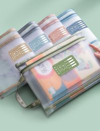 Mesh Zipper Pouch Nylon File Folders A4 Document Organiser Clearly Visible Mesh Zip Bag Double Layered Plastic Document Pouch Suitable for School Office Travel