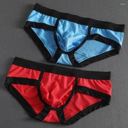 Underpants Men Underwear Close Fit Skin-touch Sweat-absorbing Contrast Color Panties Sexy Briefs Clothing