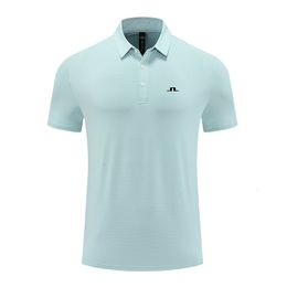 Men's Polos J Lindeberg Summer Casual T-shirts Mens Short Sleeve Polo Shirts Button Work Shirts Quick Dry Tee Sports Fishing Golf Pullover 230729