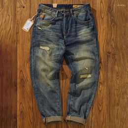 Men's Jeans Loose Straight Leg For Men With Patched Holes And Distressed Wash