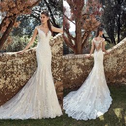 Eddy K 2019 Mermaid Wedding Dresses Western Country Garden Bohemian Bridal Gowns Lace Appliques Sweep Train Boho Wedding Dress2471