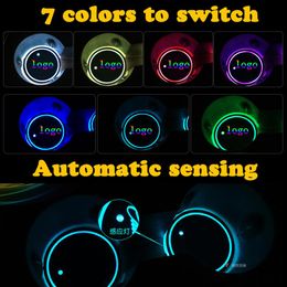 2X Car Dome LED Cup Holder Automotive Interior Lamp USB Multi- Colourful Atmosphere Light Drink Holder Anti-Slip Mat Product Bulb274x