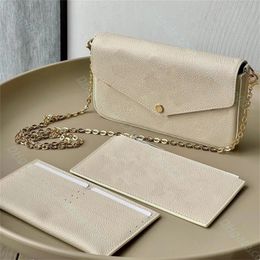 5A Hochwertige Designer Dreiteiliges Set Umhängetasche Damen Klassiker Kette Umhängetaschen Geldbörsen Lederprägung Handtaschen Clutch-Taschen Hobo-Geldbörsen Großhandel