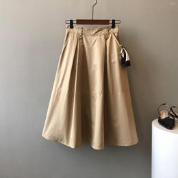 Skirts Fashion Solid Color Skirt For Women Autumn 2023 French Style Loose Elegant Large Swing Simple Casual Street Wear Clothes