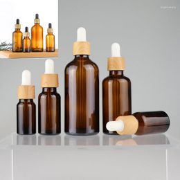 Bottles 1X 5/10/15/20/30/50/100ml Glass Essential Oil Dropper Bamboo Cap Reagent Drop Eye Liquid Pipette Bottle Jar