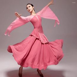 Stage Wear Lotus Loose Long Design Bodysuit And Skirt Female Latin Dance Dress Women Ballroom Performance Dancewear FLHY0375