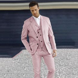 Men's Suits 2023 Fashion Men Suit Slim Fit Notched Lapel Two Buttons Groomsmen Bridegroom Wedding Tuxedos Balzer Vest Pant Costume Homme